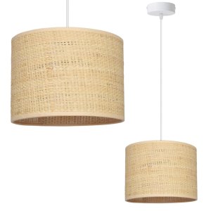 Żyrandol BALI 1 – lampa sufitowa biała z rattanowym abażurem 7421/2-B 