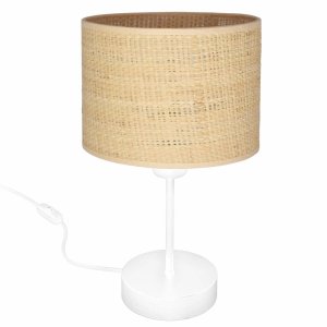 Lampa nocna biała BALI 1 z rattanowym abażurem 7430-B