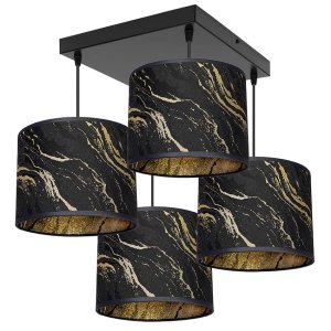 Lampa sufitowa Lava Lux 4-punktowa – czarno-złoty żyrandol do salonu i sypialni | Polski design | Lampa do pokoju, domu, hotelu