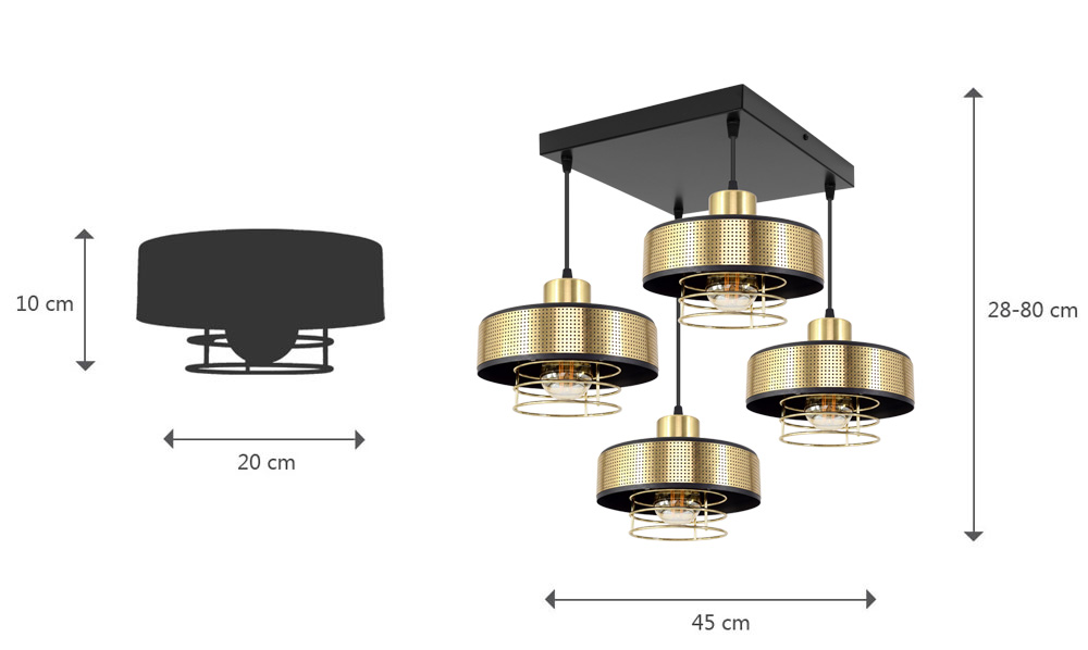 Stylowa lampa wisząca serii Maya TYP:2254-Z-lux, 4 klosze