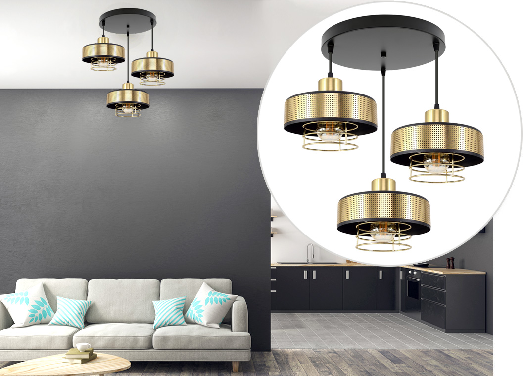 Stylowa lampa wisząca serii Maya TYP:2256-Z-lux 3 klosze