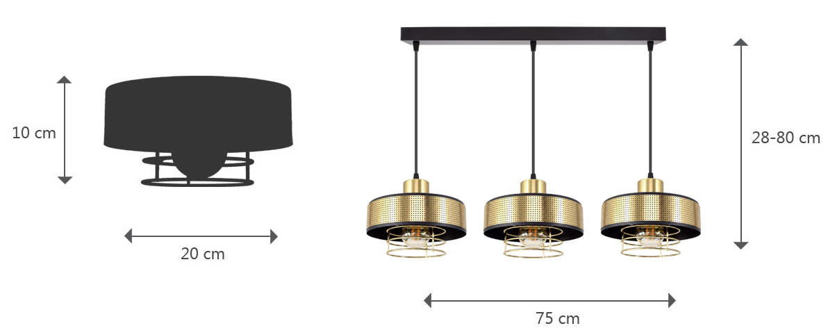 Stylowa lampa wisząca serii Maya TYP:2253/2-Z-lux, 3 klosze