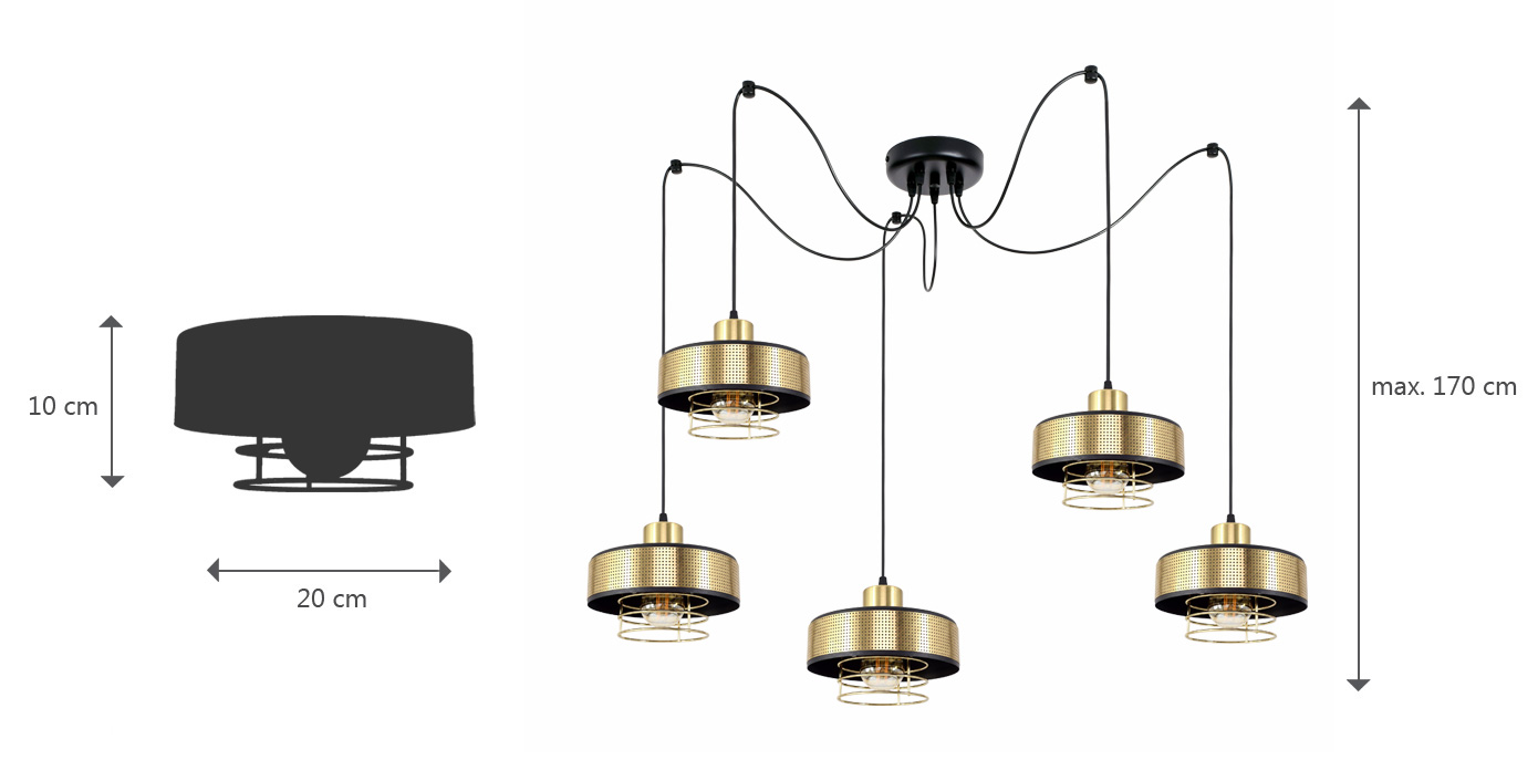 Stylowa lampa wisząca serii Maya TYP:2250-z-lux, 5 kloszy