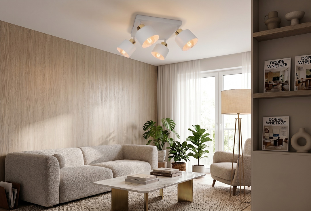 Stylowa lampa plafon serii Tolio TYP:1825-sb 4 klosze biały