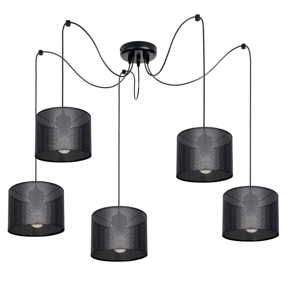 Żyrandol Pająk MISTRA 5 – lampa sufitowa z loftowymi abażurami 7270